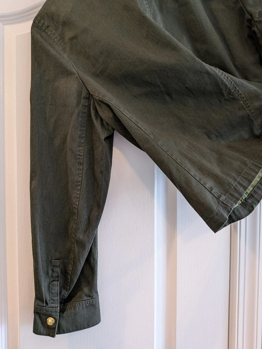 J. Crew Factory Cropped Field Jacket Mossy Green Brown Chore Barn Coat Size M